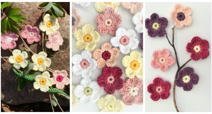 Easy Flower Motif Crochet Free Pattern - 3D Flower Free #Crochet; Patterns