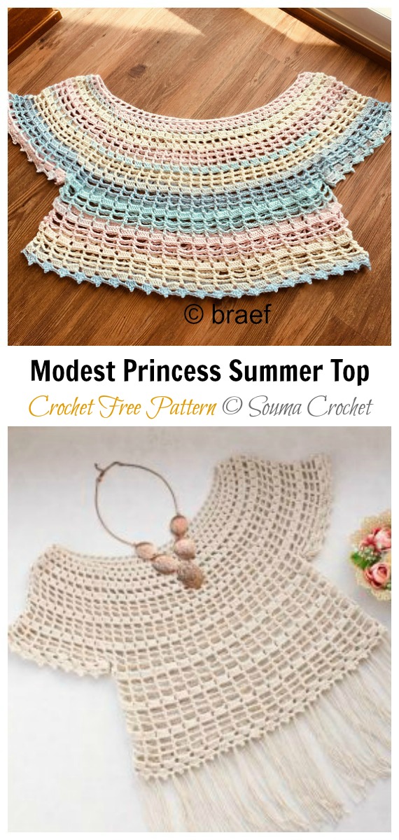 Modest Princess Summer Top Crochet Free Pattern - Women Summer #Top Free #Crochet; Patterns