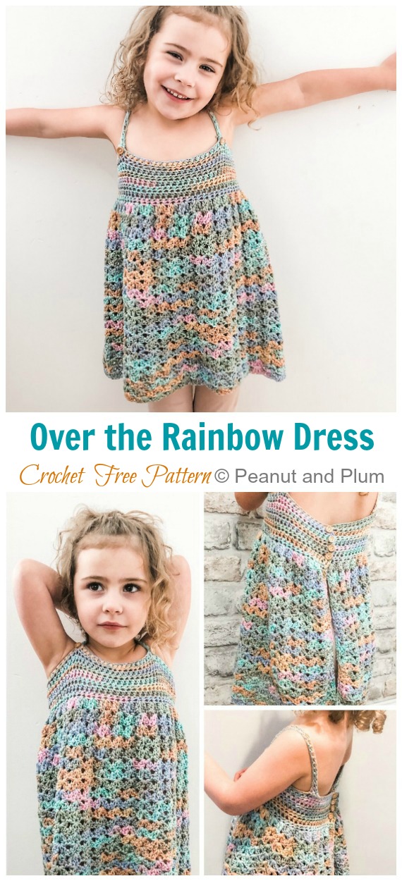 Over Rainbow Dress Crochet Free Pattern - Girl #Dress Free #Crochet Patterns