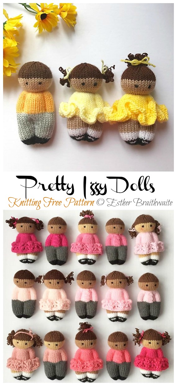 Pretty Izzy Dolls Knitting Free Pattern - Amigurumi #Dolls; Free #Knitting; Patterns