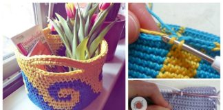 Sea Waves Basket Crochet Free Pattern- Storage #Basket; Free #Crochet; Patterns