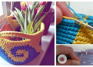 Sea Waves Basket Crochet Free Pattern- Storage #Basket; Free #Crochet; Patterns