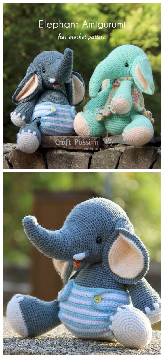 Sweet Elephant Crochet Free Pattern - #Amigurumi; #Elephant; Free Crochet Patterns
