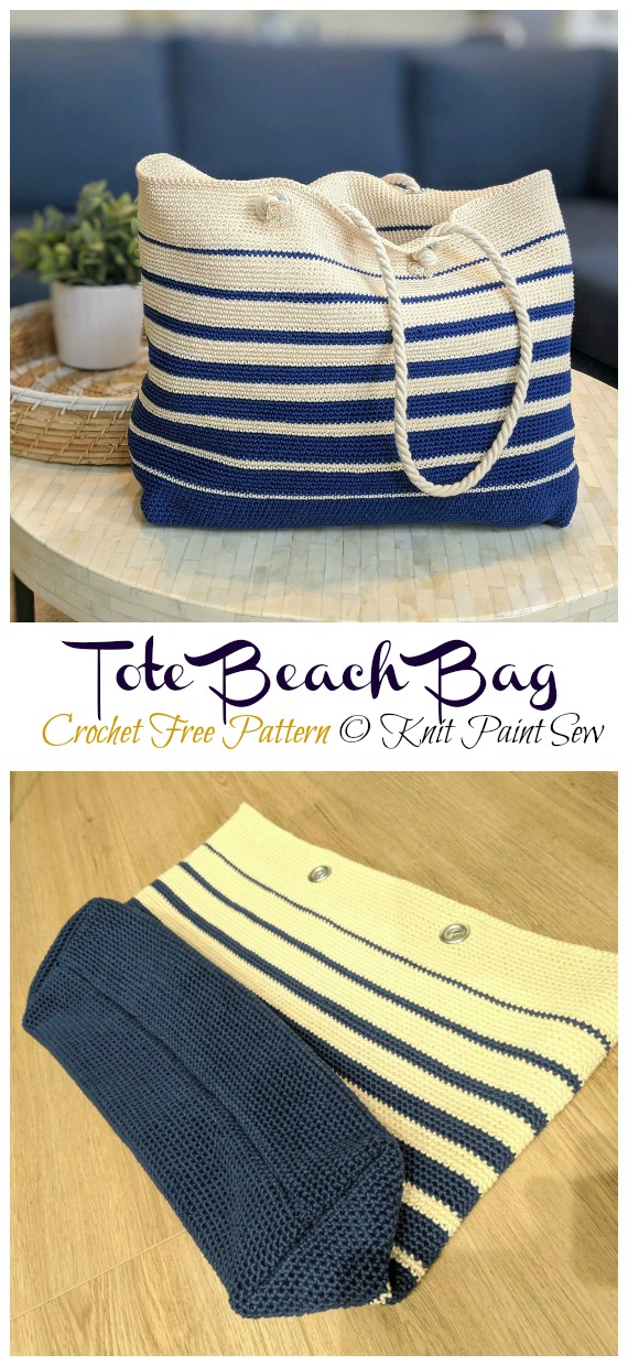 Tote Beach Bag Crochet Free Pattern - Tote #Bag; Free #Crochet; Patterns
