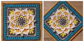 Felicitas Afghan Square Crochet Free Pattern - Afghan #Block; Square Free #Crochet; Patterns