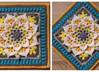 Felicitas Afghan Square Crochet Free Pattern - Afghan #Block; Square Free #Crochet; Patterns