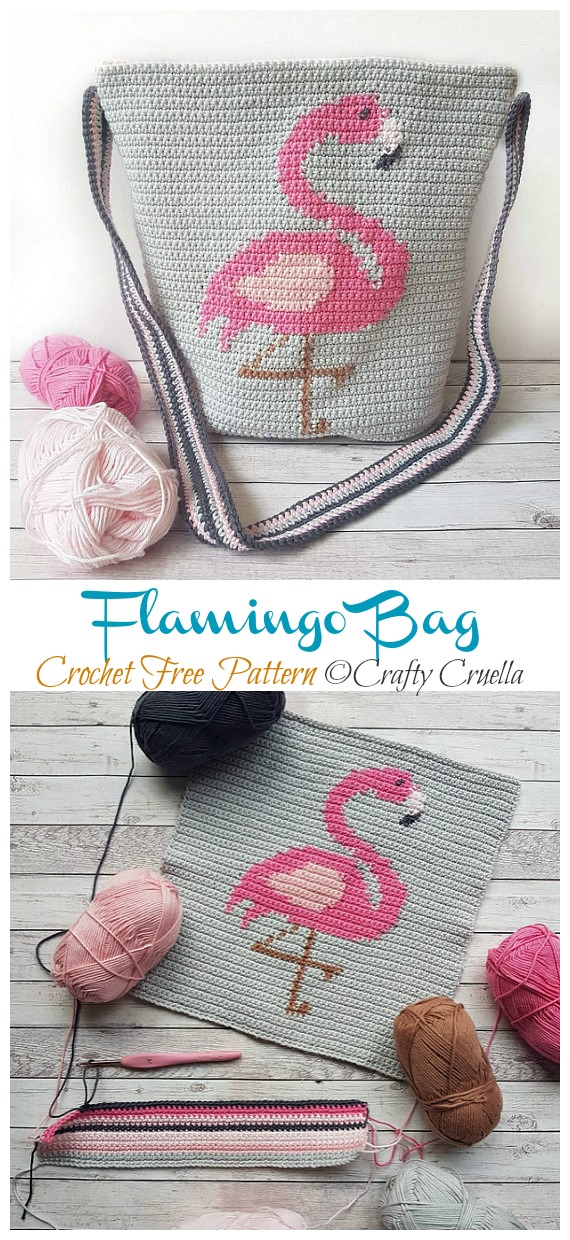 Flamingo Bag Crochet Free Pattern - Tote #Bag; Free #Crochet; Patterns