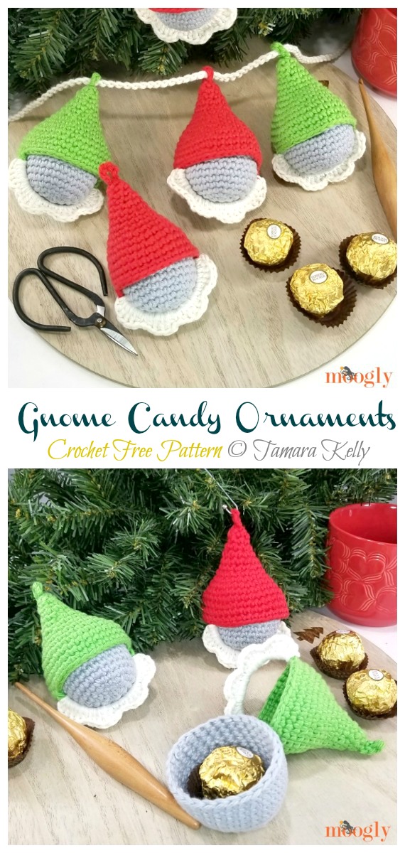 Gnome Candy Ornaments Crochet Free Pattern - #Gnome; Amigurumi Free #Crochet; Pattern