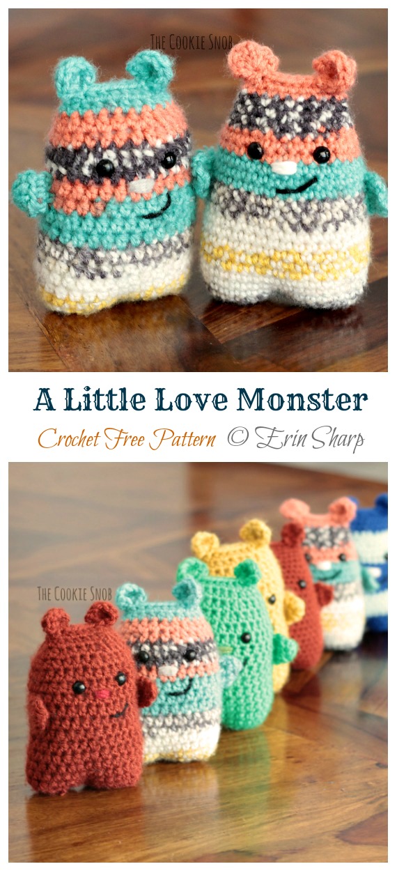 A Little Love Monster Crochet Free Pattern - Monster Doll #Amigurumi; Free Crochet Patterns