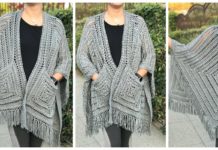 Lazy Diamond Boho Pocket Shawl Crochet Free Pattern [Video]- Long Rectangle #Shawl; Free #Crochet; Pattern