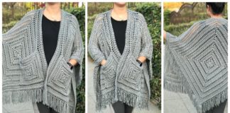 Lazy Diamond Boho Pocket Shawl Crochet Free Pattern [Video]- Long Rectangle #Shawl; Free #Crochet; Pattern