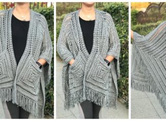 Lazy Diamond Boho Pocket Shawl Crochet Free Pattern [Video]- Long Rectangle #Shawl; Free #Crochet; Pattern