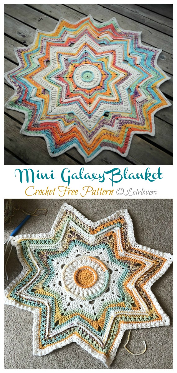 Mini Galaxy Blanket Crochet Free Pattern - Star #Blanket; Free #Crochet; Patterns 