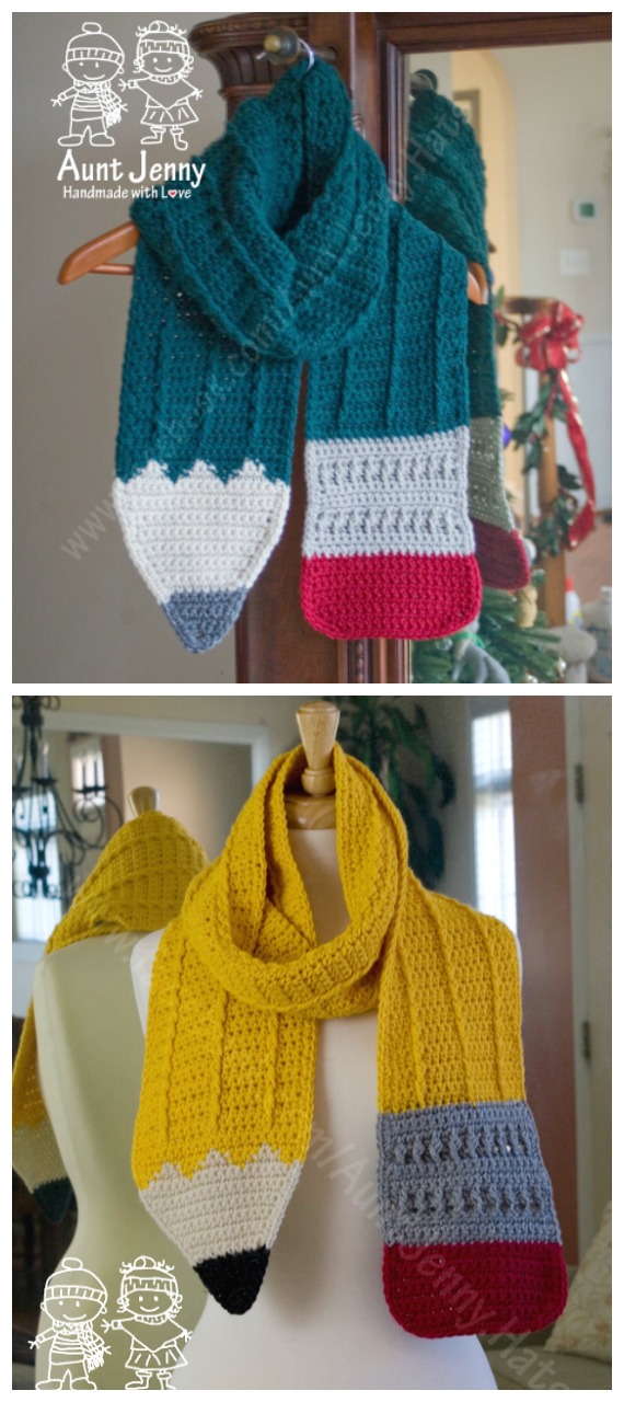 Pencil Scarf Crochet Free Pattern - Rectangle Long #Scarf; Free #Crochet; Patterns