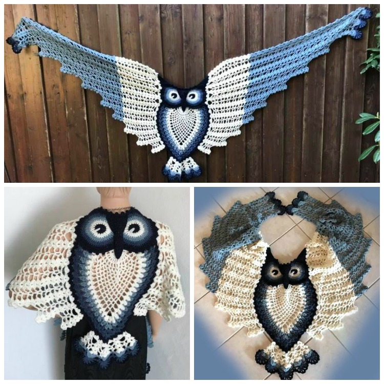 Pineapple Owl Shawl Crochet Pattern - Crochet #Pineapple; #Shawl; Free Patterns & Tutorials