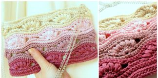 Puff Shell Clutch Crochet Free Pattern - #Clutch; Purse Bag Free #Crochet; Patterns