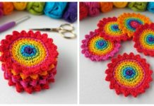 Rainbow Coaster Crochet Free Patterns - Easy #Crochet Coaster Free Patterns