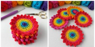 Rainbow Coaster Crochet Free Patterns - Easy #Crochet Coaster Free Patterns