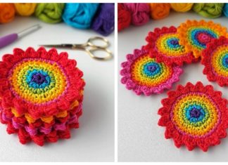 Rainbow Coaster Crochet Free Patterns - Easy #Crochet Coaster Free Patterns