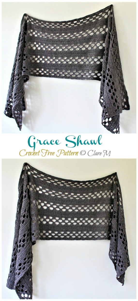 Grace Lace Shawl Crochet Free Pattern  - Long Rectangle #Shawl; Free #Crochet; Pattern