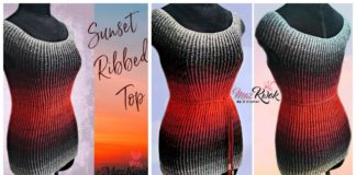 Sunset Ribbed Top Crochet Free Pattern- Women Summer #Top Free #Crochet; Patterns