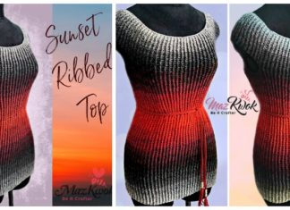 Sunset Ribbed Top Crochet Free Pattern- Women Summer #Top Free #Crochet; Patterns