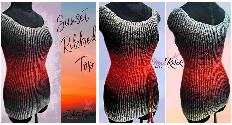 Sunset Ribbed Top Crochet Free Pattern- Women Summer #Top Free #Crochet; Patterns