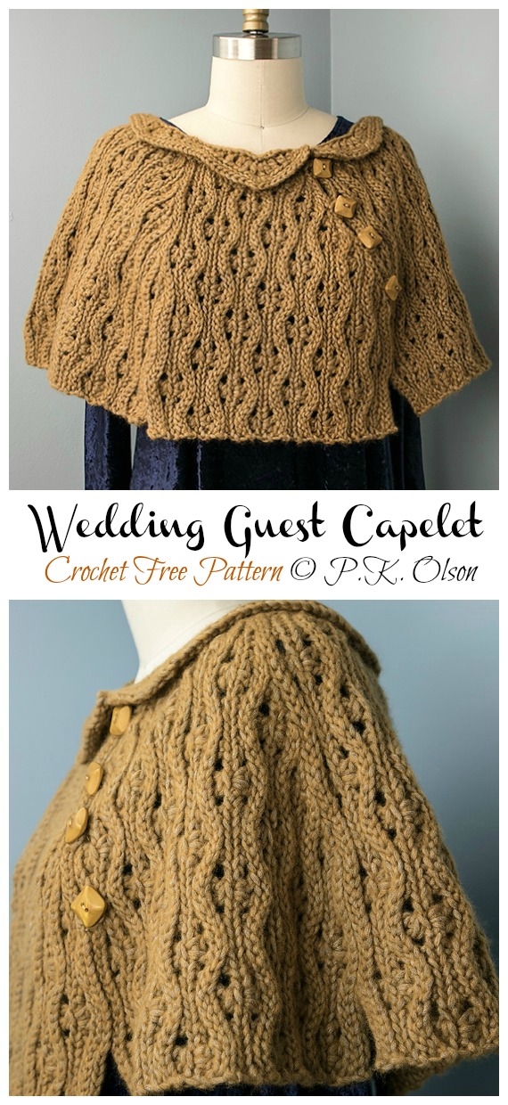 Wedding Guest Capelet Crochet Free Pattern - Women #Cape; Free #Crochet; Patterns