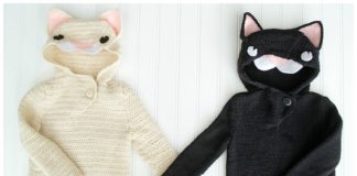 Baby Cat Hoodie Sweater Crochet Free Pattern - Baby #Pullover; Sweater Free #Crochet; Patterns
