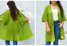 Diamond Kimono Crochet Free Pattern- Women #Kimono; #Cardigan; Free #Crochet; Patterns