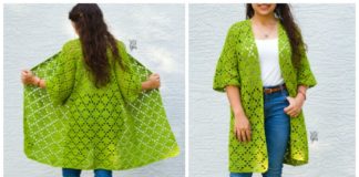 Diamond Kimono Crochet Free Pattern- Women #Kimono; #Cardigan; Free #Crochet; Patterns