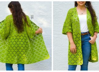 Diamond Kimono Crochet Free Pattern- Women #Kimono; #Cardigan; Free #Crochet; Patterns