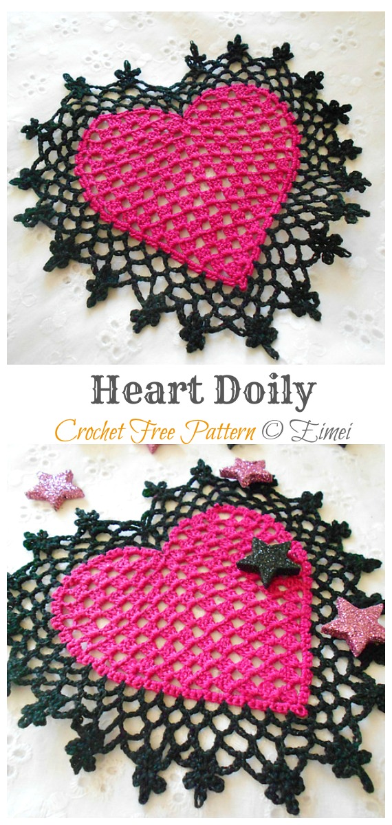 Heart Doily Crochet Free Pattern - Decorative #Doily; Free #Crochet; Patterns