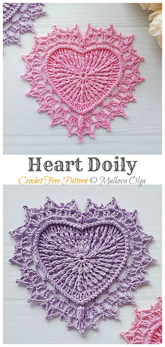 Heart Doily Crochet Free Pattern - Decorative #Doily; Free #Crochet; Patterns