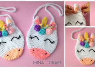 Unicorn Purse Crochet Free Pattern - Kids Shoulder #Bags; Free #Crochet; Patterns