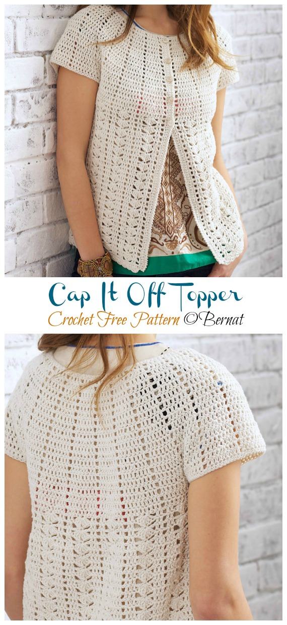 Cap It Off Topper Cardigan Free Crochet Pattern - Lace #Cardigan;  #Crochet; Free Patterns