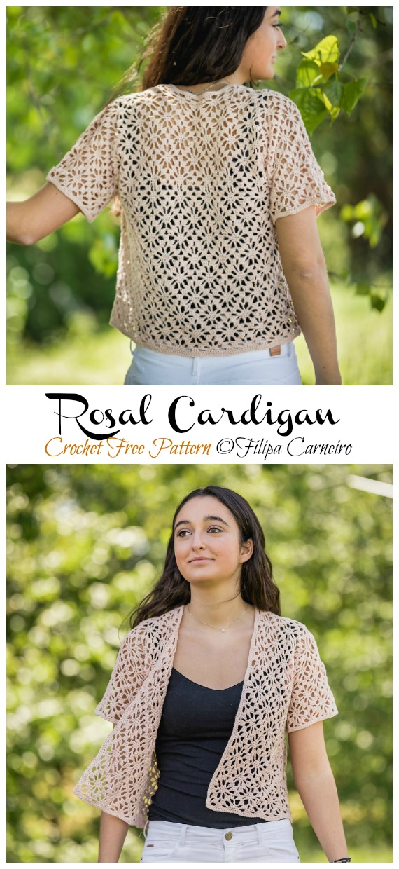 Rosal Summer Cardigan Free Crochet Pattern - Lace #Cardigan;  #Crochet; Free Patterns