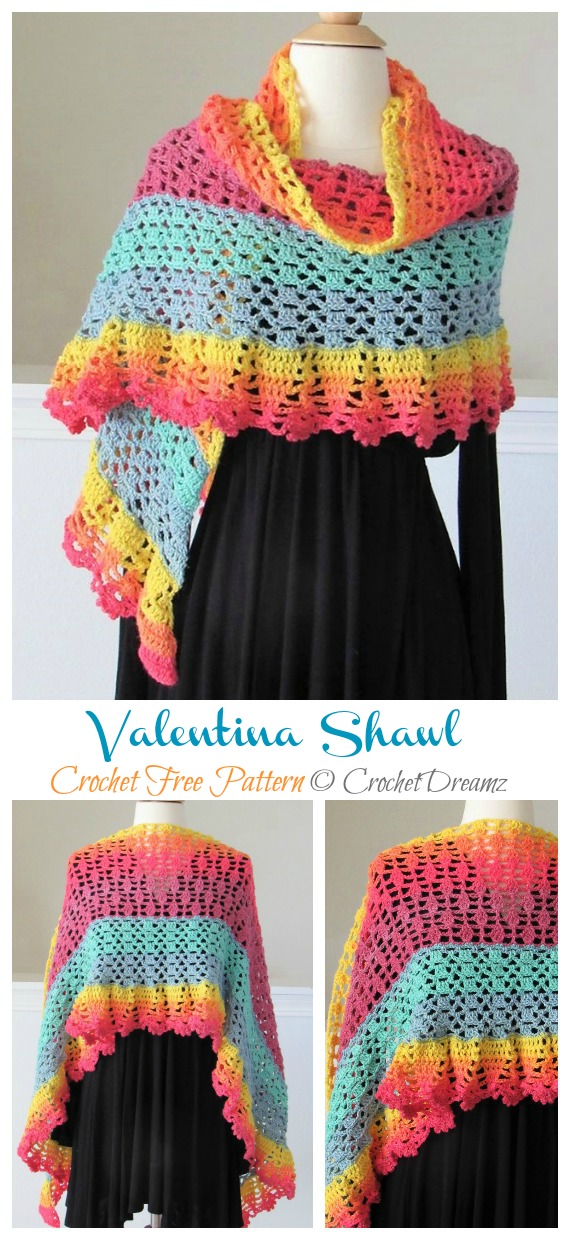 Valentina Lace Shawl Crochet Free Pattern - Women Lace #Shawl; Free #Crochet; Patterns