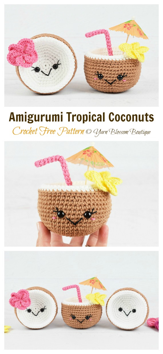 Amigurumi Tropical Coconuts Crochet Free Pattern