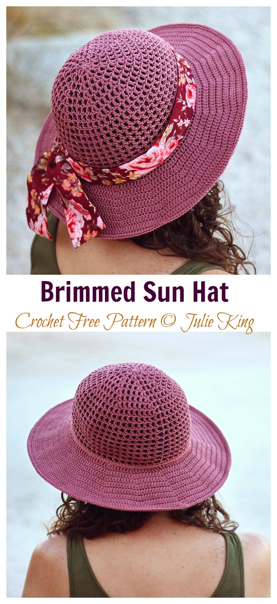 Mesh Brimmed Sun Hat Crochet Free Pattern - Women/Girls #Sunhat; Free #Crochet; Patterns