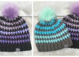 Color Strip Beanie Hat Crochet Free Pattern - Adult Beanie #Hat; #Crochet; Free Patterns
