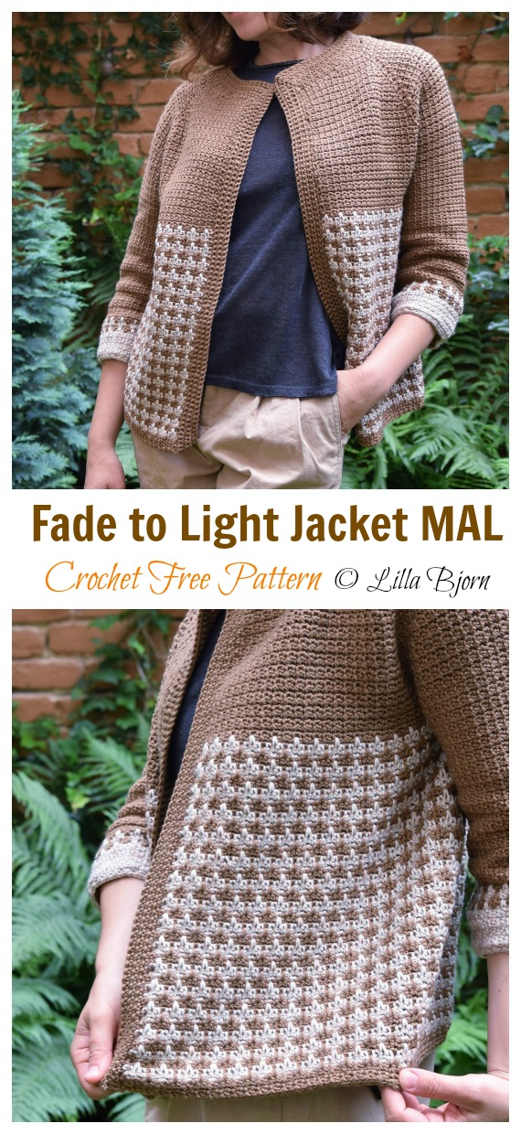 Fade to Light Jacket Crochet Free Pattern- Women #Jacket; Free #Crochet; Patterns