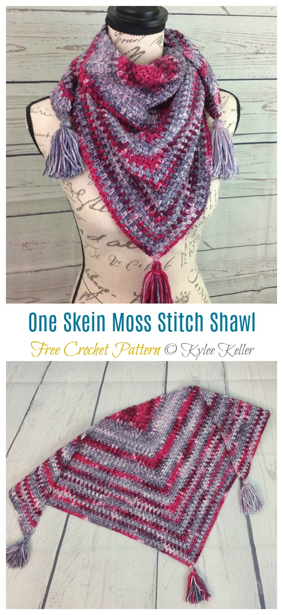 One Skein Moss Stitch Shawl Crochet Free Patterns