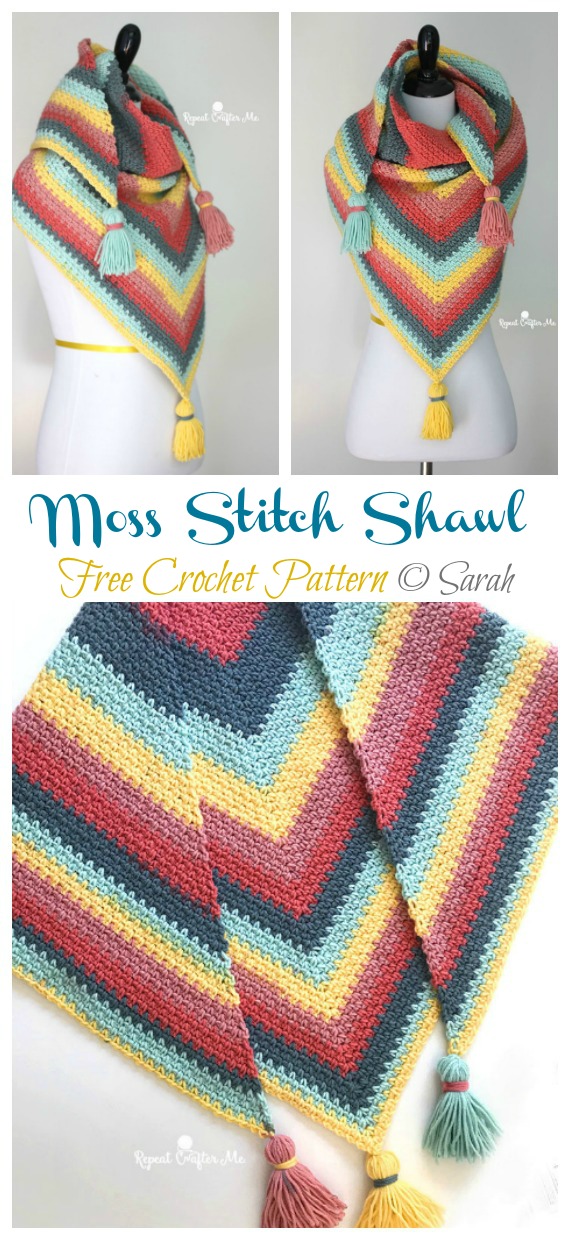 Moss Stitch Shawl Crochet Free Patterns