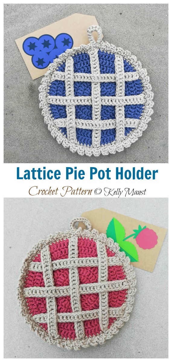 Lattice Pie Pot Holder Crochet Pattern #Kitchen