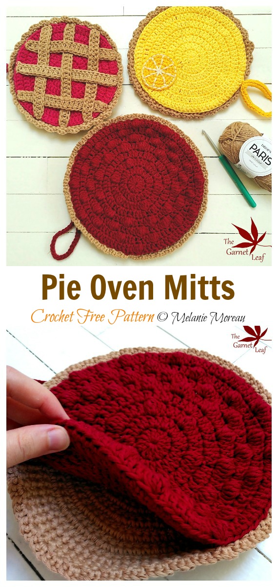 Pie Oven Mitts Crochet Free Pattern #Kitchen