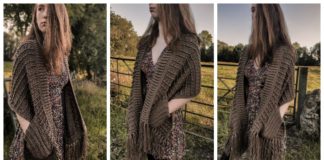 Ribbed Shawl With Pockets Crochet Free Pattern [Video] - Long Rectangle #Shawl; Free #Crochet; Pattern