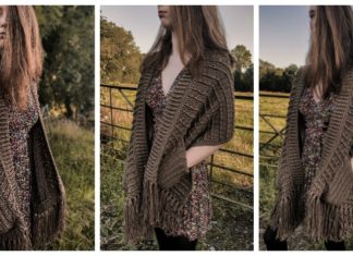 Ribbed Shawl With Pockets Crochet Free Pattern [Video] - Long Rectangle #Shawl; Free #Crochet; Pattern