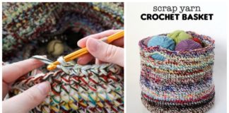 Scrap Yarn Basket Crochet Free Pattern - Storage #Basket; Free #Crochet; Patterns