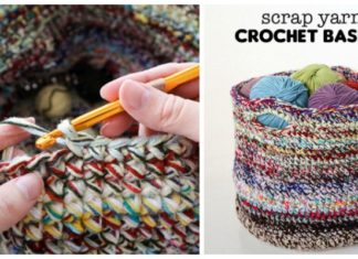 Scrap Yarn Basket Crochet Free Pattern - Storage #Basket; Free #Crochet; Patterns